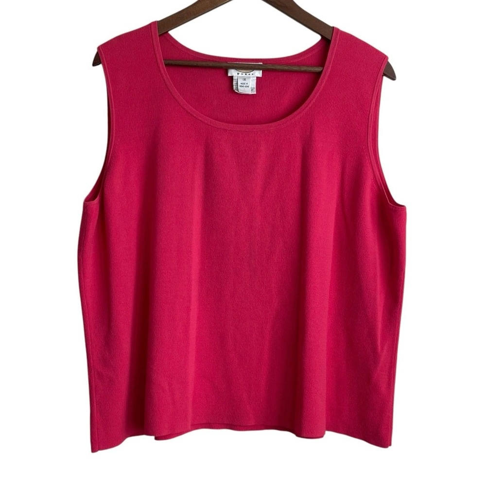 Talbots Women Tank Top 1X Coral Sleeveless Knit Shell Minimalist Office Layering